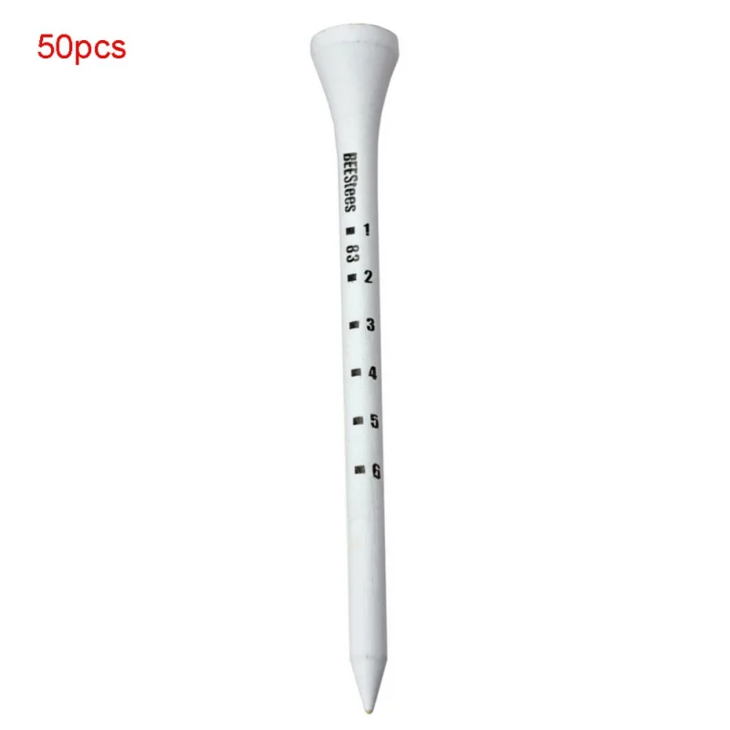 

50pcs/set 83mm Wooden Golf Tees System White Striped Digital Scale Golf Training Aid