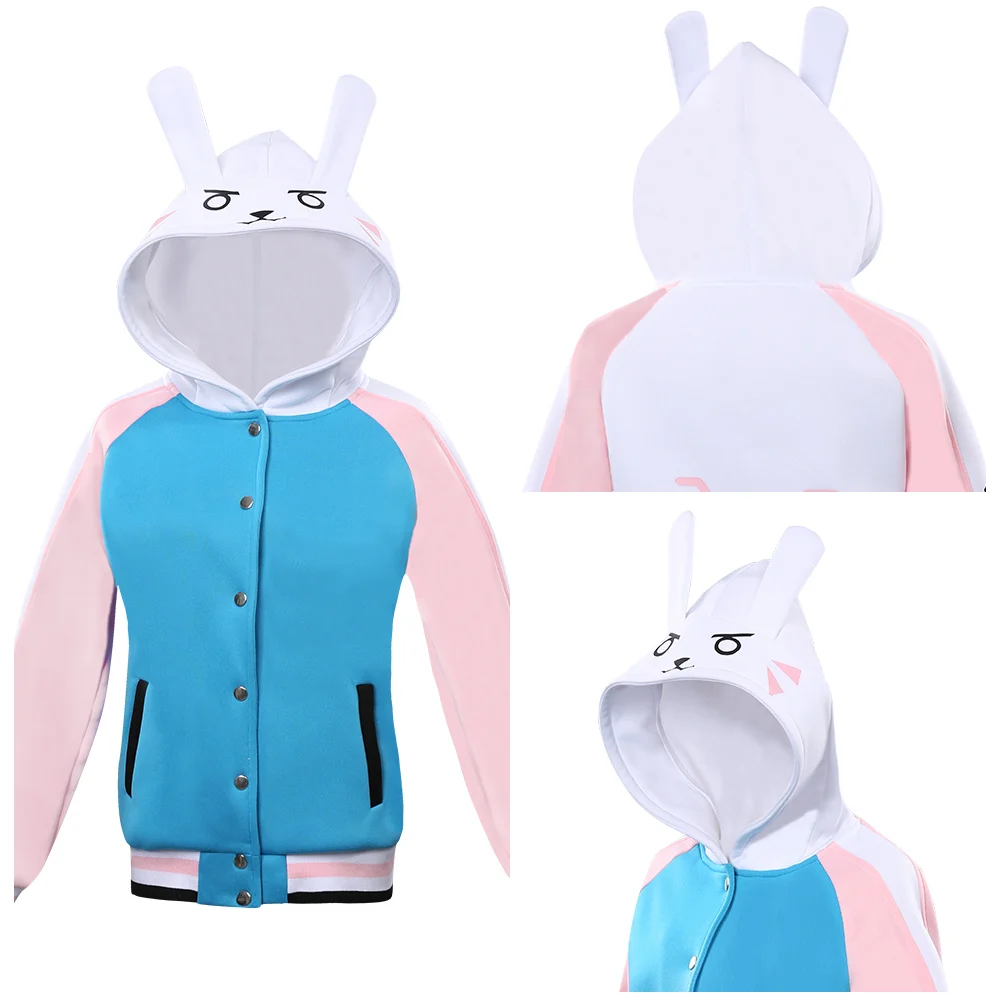 

Game OW D.Va Hana Song Cosplay Costume Adult Hooded Long Sleeve Coat for Men Women Streetwear Tops