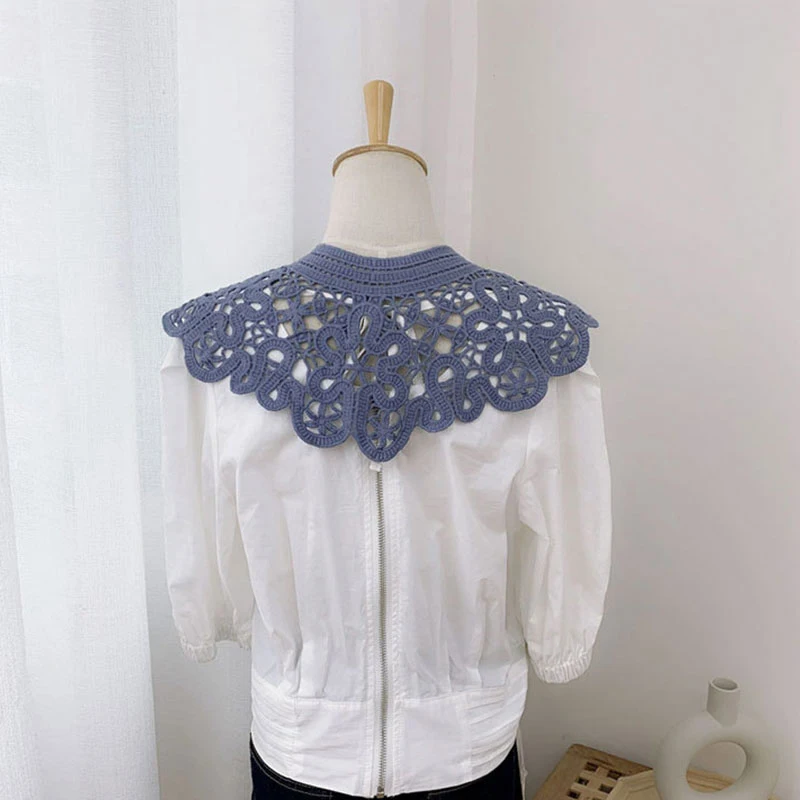

7 Styles Fake Collars Shawl O-Neck Doll False Collar Shirt Women Hollow Crochet Lace Detachable Collar Half Shirt Faux Collar