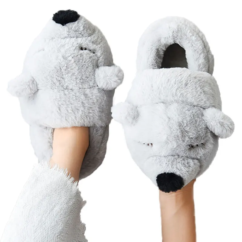 Теплые плюшевые Нескользящие женские тапочки зимние сланцы с симпатичным