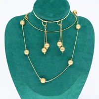 ethiopian jewelry sets gold color rosary jewelry sets ball bead necklaceearrings80cm necklace for women arabafrica chain