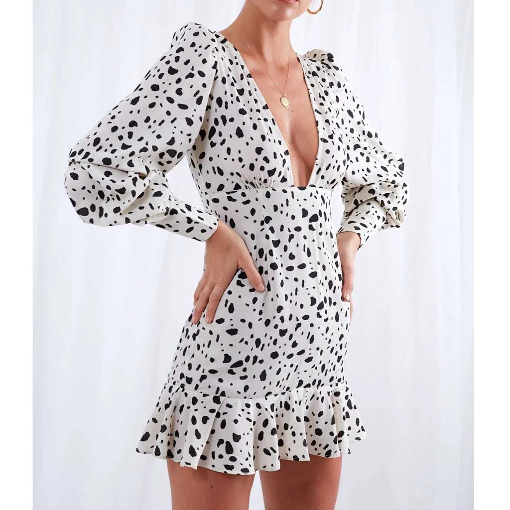 Элегантный в горошек белое шифоновое платье Для женщин с эластичной резинкой на