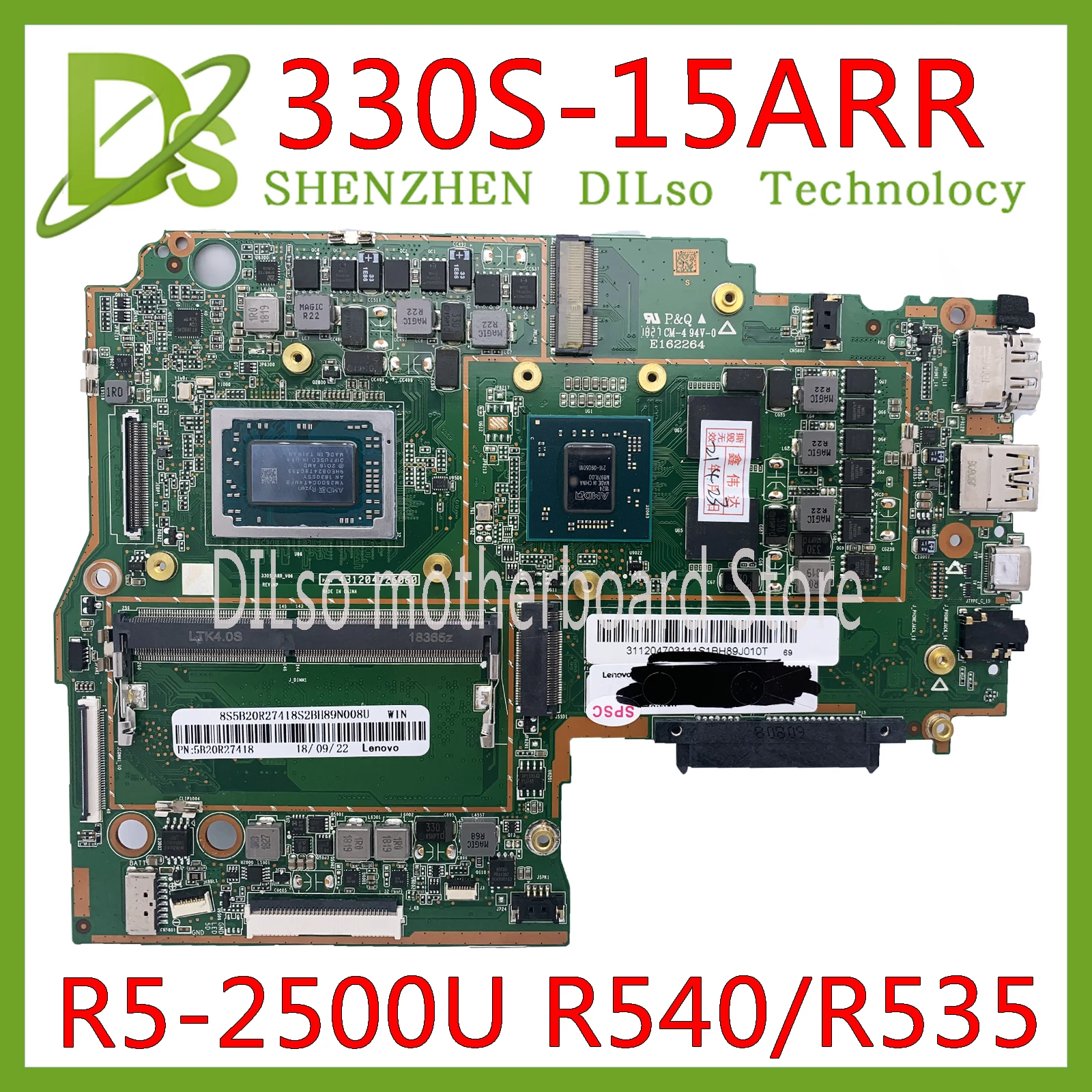 

KEFU For Lenovo 330S-15ARR Notebook Motherboard AMD R5 2500U R540/R535 RAM 4GB DDR4 Tested 100% Working New Product