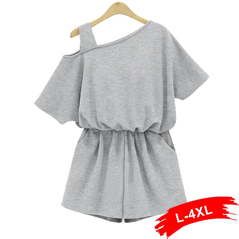 Летние комбинезоны размера плюс с одним плечевым ремнем 4Xl серого цвета из хлопка