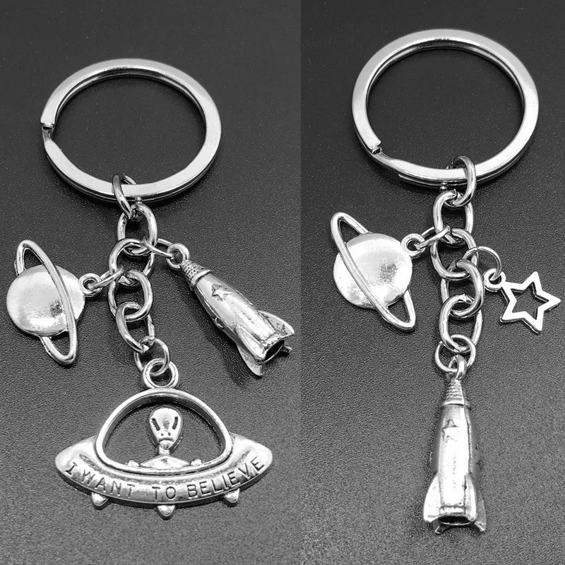 Astronomy Alien Keyring Spaceship Rocket Star Planet Astronaut Charm Keychain Creative Men Women Jewelry Best Friend Gift | Украшения и
