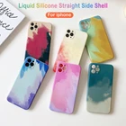 Ультратонкий Мягкий чехол для iPhone 12, 11 Pro Max, SE2, XS Max, XR, X, 8, 7 Plus, из жидкого силикона, с акварелью