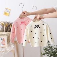 girls knitted bottoming shirt bowknot pullover embroidered sweater toddler girl sweater winter clothes toddler fall clothes 2021