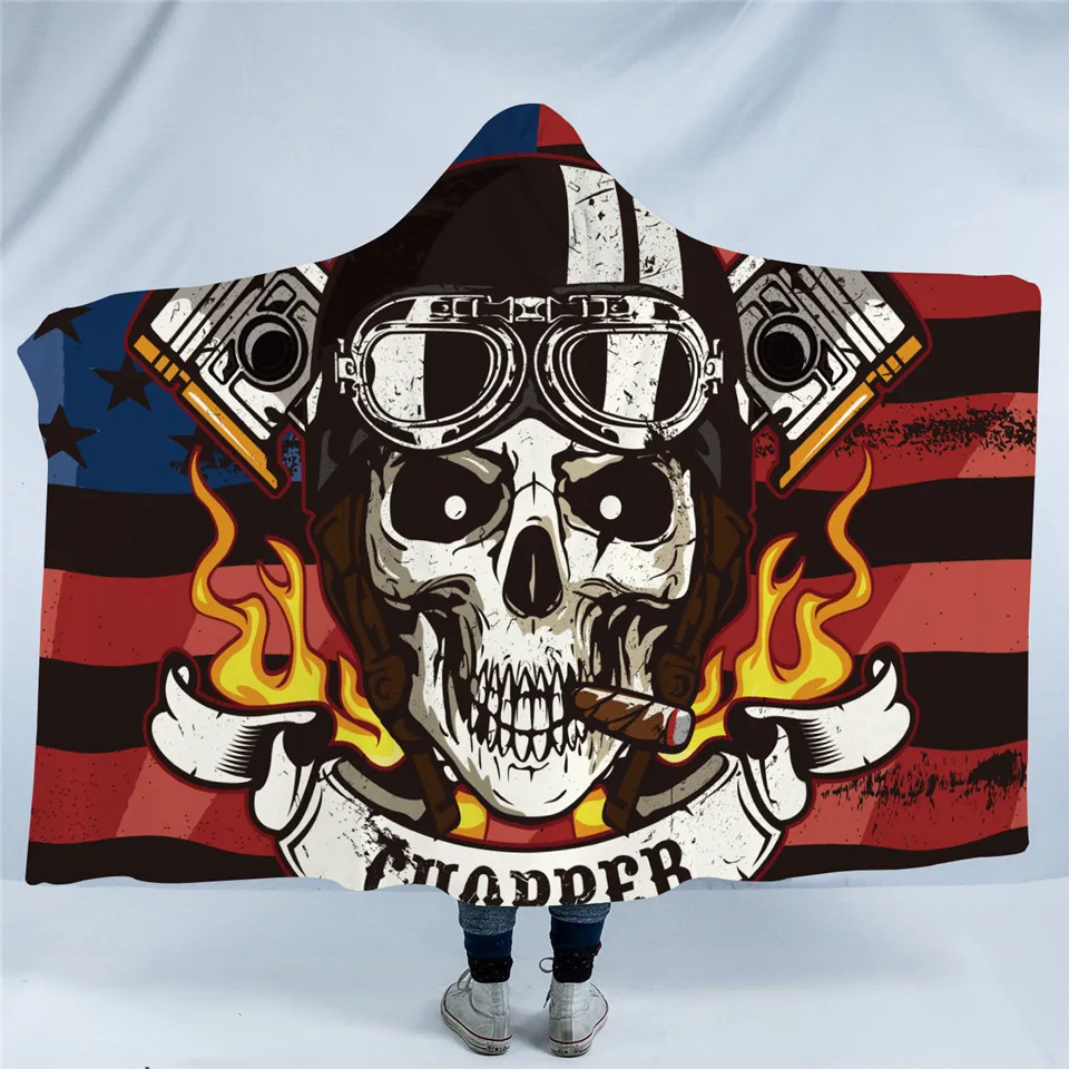 4 Постельные принадлежности Outlet сахарный череп цветок с капюшоном одеяло для взрослых цветочное готическое Шерпа флис носимое пледы одеяло микрофибра черный - Цвет: 4