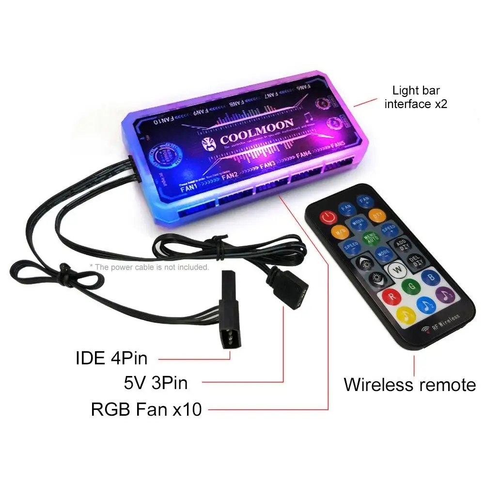 

Remote Control RGB LED Light Computer Case Smart Cooling Fan Music Controller