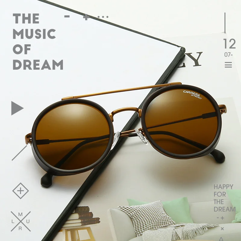 

New Carrera Round Punk Sunglasses Men Women Vintage Retro Driving Eye Glasses UV400 Classic Fishing Eyewear gafas de sol hombre