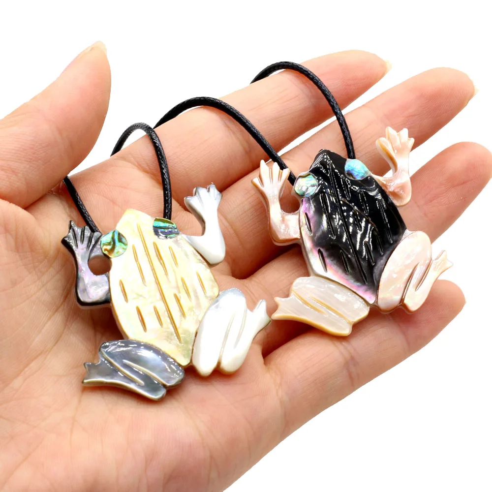 

yachu Pure Natural Alloy Shell Frog Personality High Quality Necklace Chain Length 40+5cm Pendant Size 35x40mm Gifts