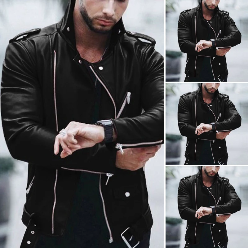 Мужские куртки модное повседневное короткое пальто с отворотом длинным рукавом