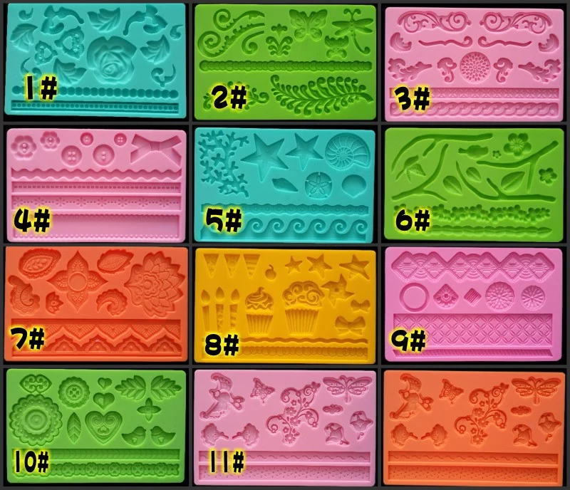 Силиконовые формы для помадки натуральный дизайн лента ткань жевательная паста