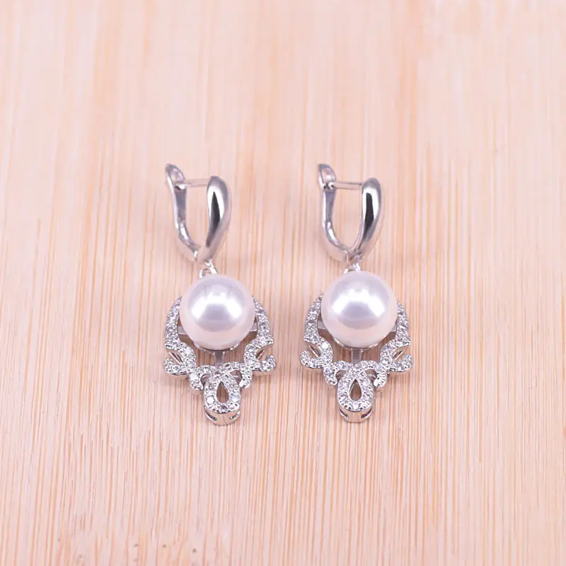 Женский комплект из колье и серёг Risenj серебристого цвета с жемчугом для свадьбы |