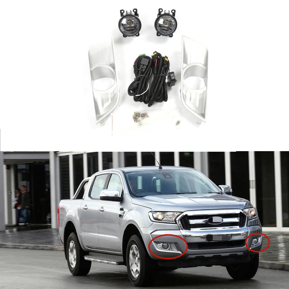 

Автомобильные противотуманные фары s, фасветильник для Ford Ranger 2015-2018, передний бампер, светодиодная противотуманная фара в сборе, галогенные ...