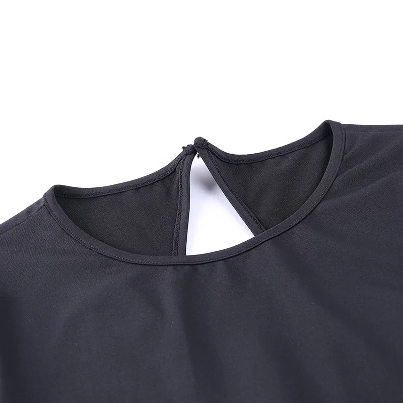 Футболка женская эластичная однотонная с открытой спиной пикантный базовый топ