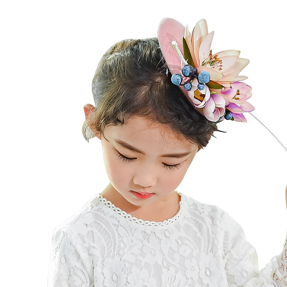 Для торжественного случая шапка для женщин и девушек лотоса цветы перья шляпа