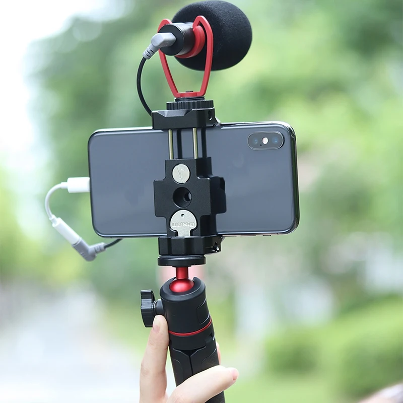 

Ulanzi Quick Release Plate Foldable Phone Clamp Holder 2 in 1 Design with Cold Shoe 1/4Inch Screw Tripod Mount