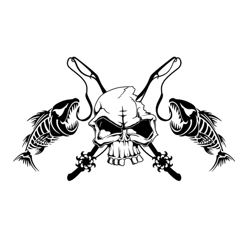 

Car Sticker Fishing Skull Skeleton Fish Rod Reel Hook Truck Window Vinyl Decal Sticker 19.7*11.1CM