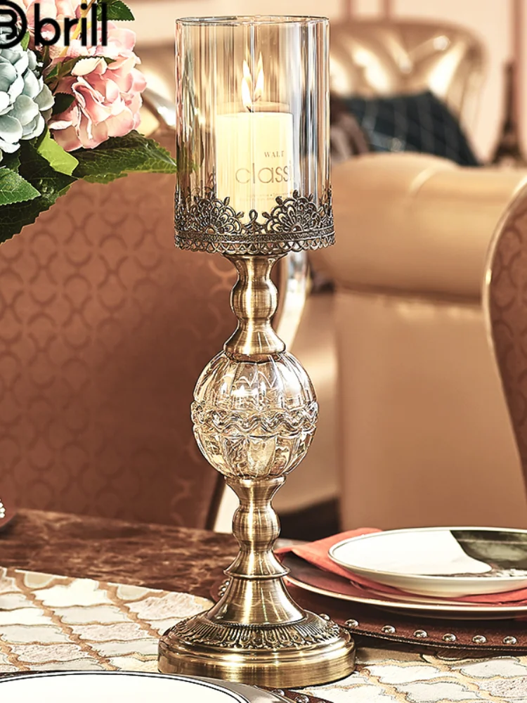 Bougeoir en cristal doré de luxe américain, support de Table en verre, pour salle de mariage, hôtel, chandelier en métal, décoration de Table à manger