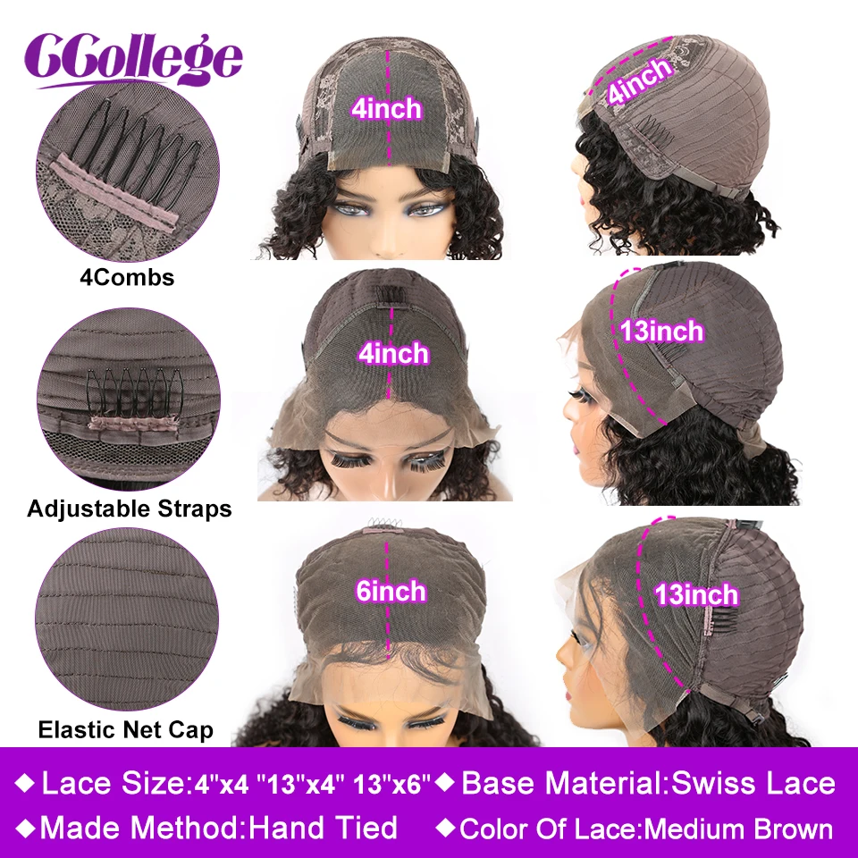 13x4 Боб Синтетические волосы на кружеве парики водная волна человеческих волос