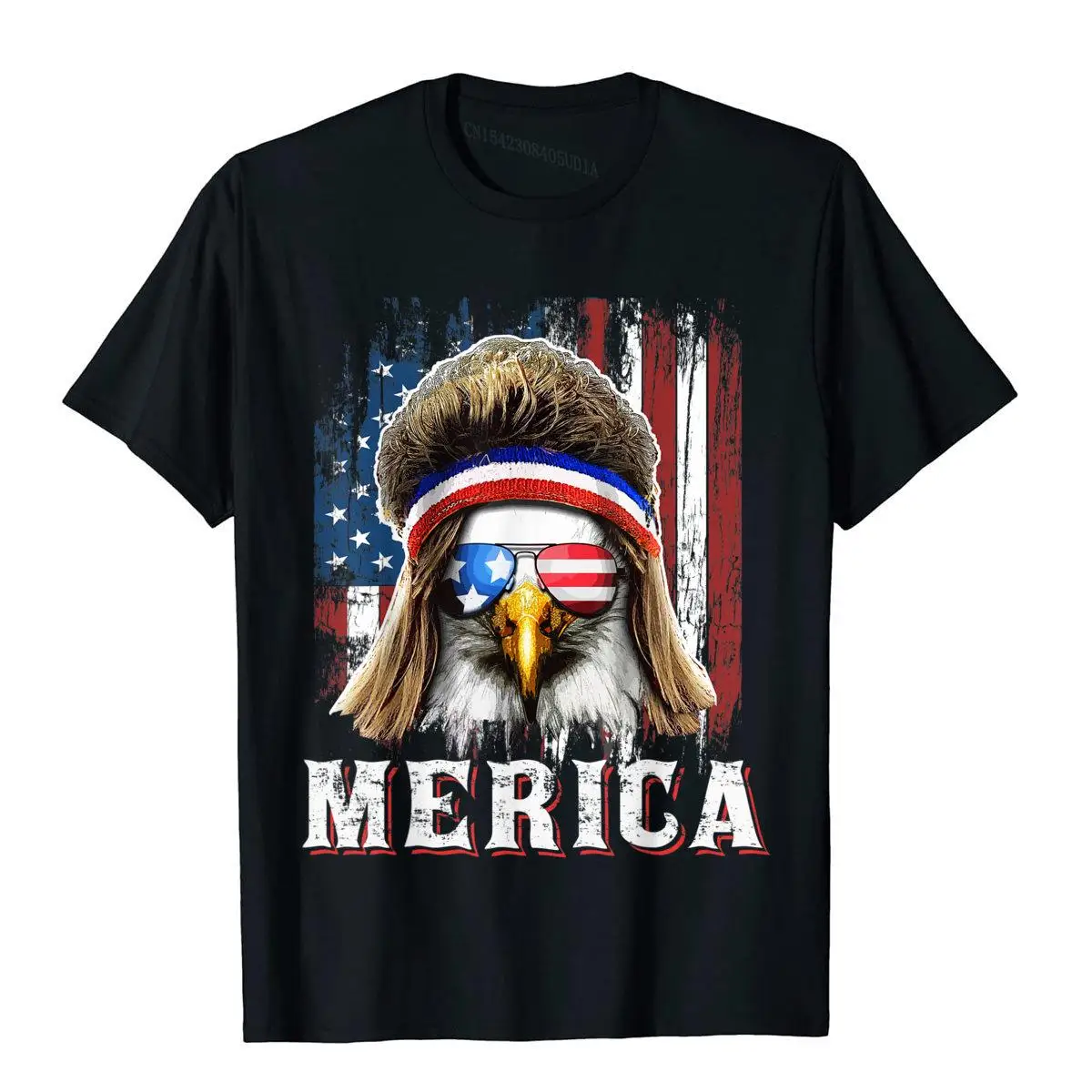 

Merica Eagle Mullet 4th Of July American Flag Stars Stripes T-Shirt Brand New Men T-Shirts Novelty Shirt Cotton Camisas Hombre