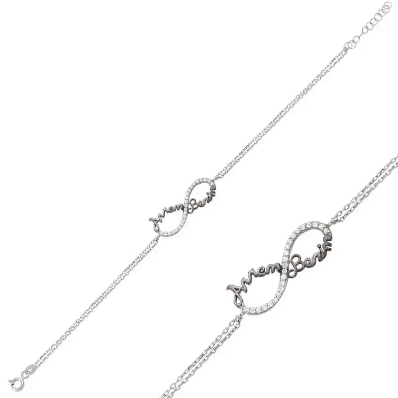 

Серебряный браслет Silverlina с надписью Infinity Mom