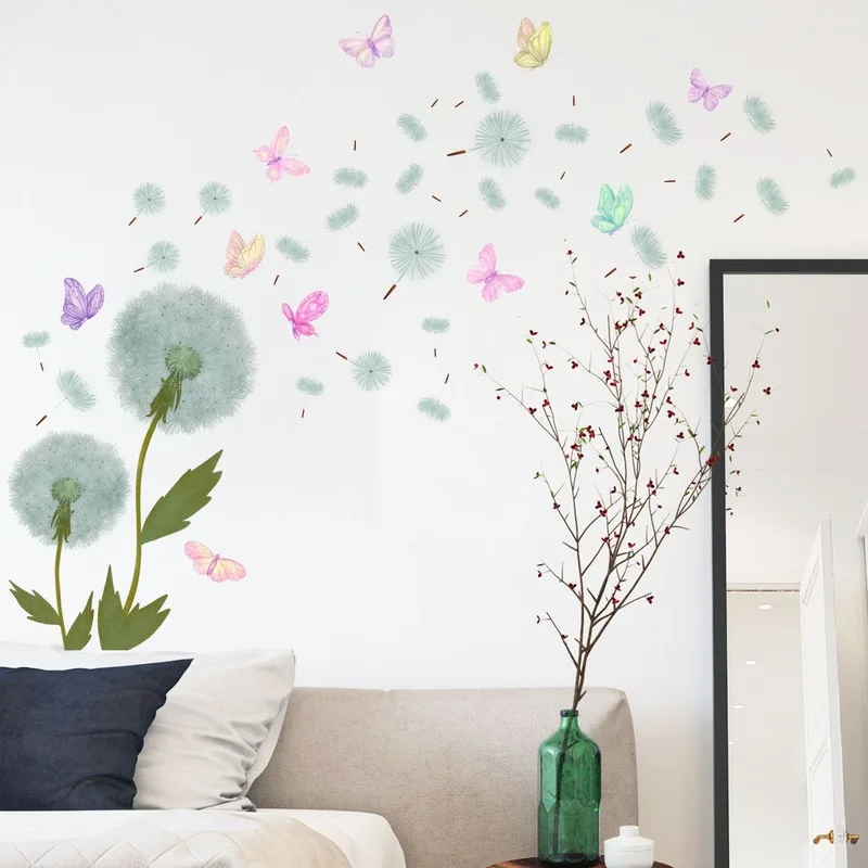 

Flying Dandelion Butterflies Wall Stickers for Living Room Bedroom Sofa Background Wall Decor Aesthetic Art Murals Vinyl Decals