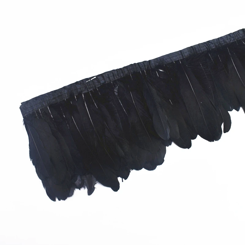 

2yards Black Dyed Goose Feather Trim Clothing Sewing Wedding Feathers Decoration Feathers for Crafts for Jewelry Making Plumas