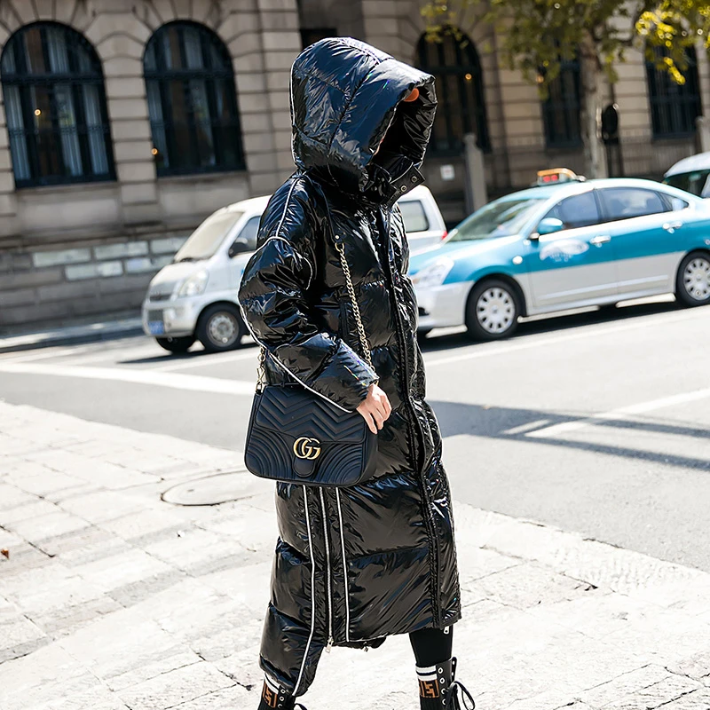 

Women Hooded Female Puffer Waterproof Jacket coat 90% White Duck Down Jacket Women Thick Long Winter Coat