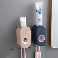 creative automatic toothpaste squeezer wall mounted suction cup toothbrush rack home bathroom punch free toothpaste squeezer