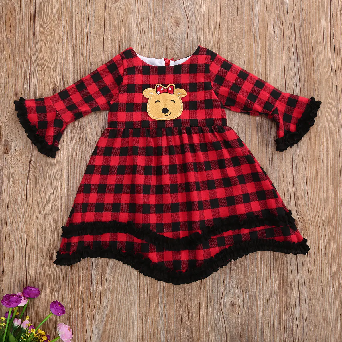 

Emmababy 0-5T Christmas Toddler Newborn Kids Baby Girls Dress Red Plaid Cotton Princess Party Short Sleeve Xmas Dress Clothes