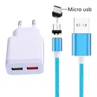 Для Samsung, Xiaomi, Redmi, для Nokia, Huawei, honor, LG, ZTE, HTC, магнитное зарядное устройство с Micro USB, светодиодный светящийся провод