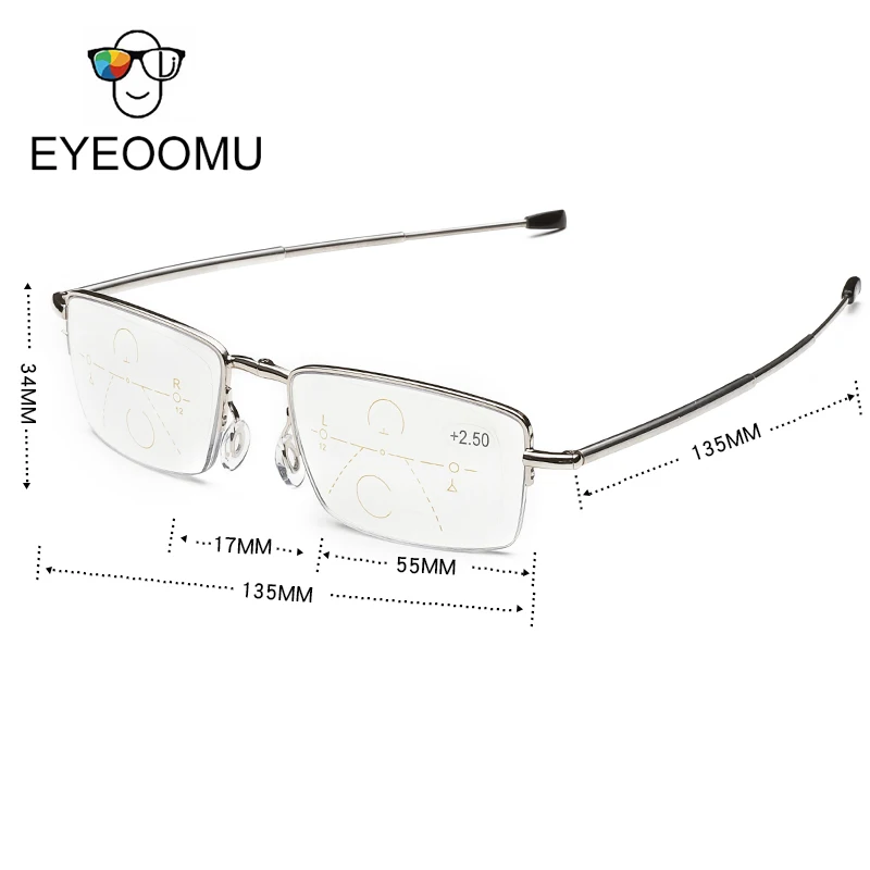 Очки для чтения EYEOOMU с полуободковой оправой складные очки прогрессивными
