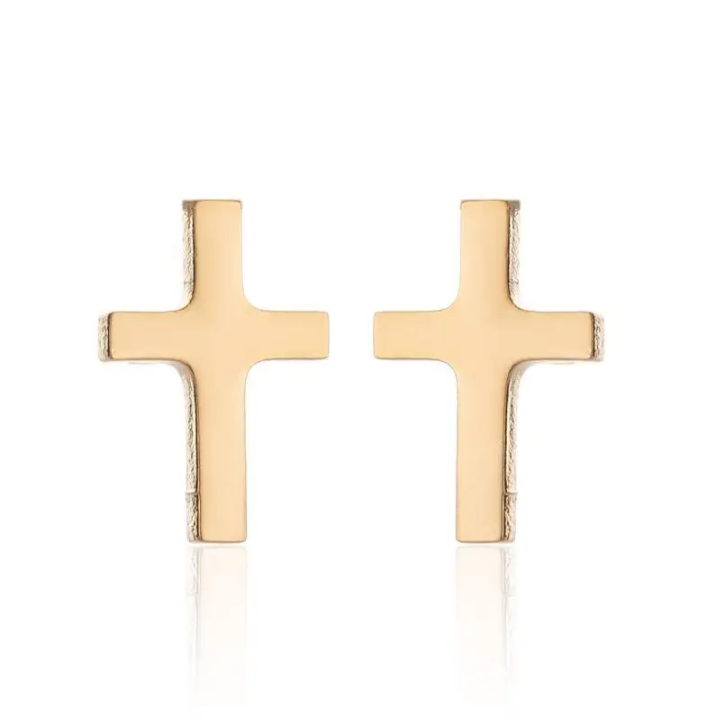 

3pc Stainless Steel Women Trendy Stud Earrings&Necklace Jewelry Sets Cross Design Female Women Gifts Wedding Gold Chain Findings