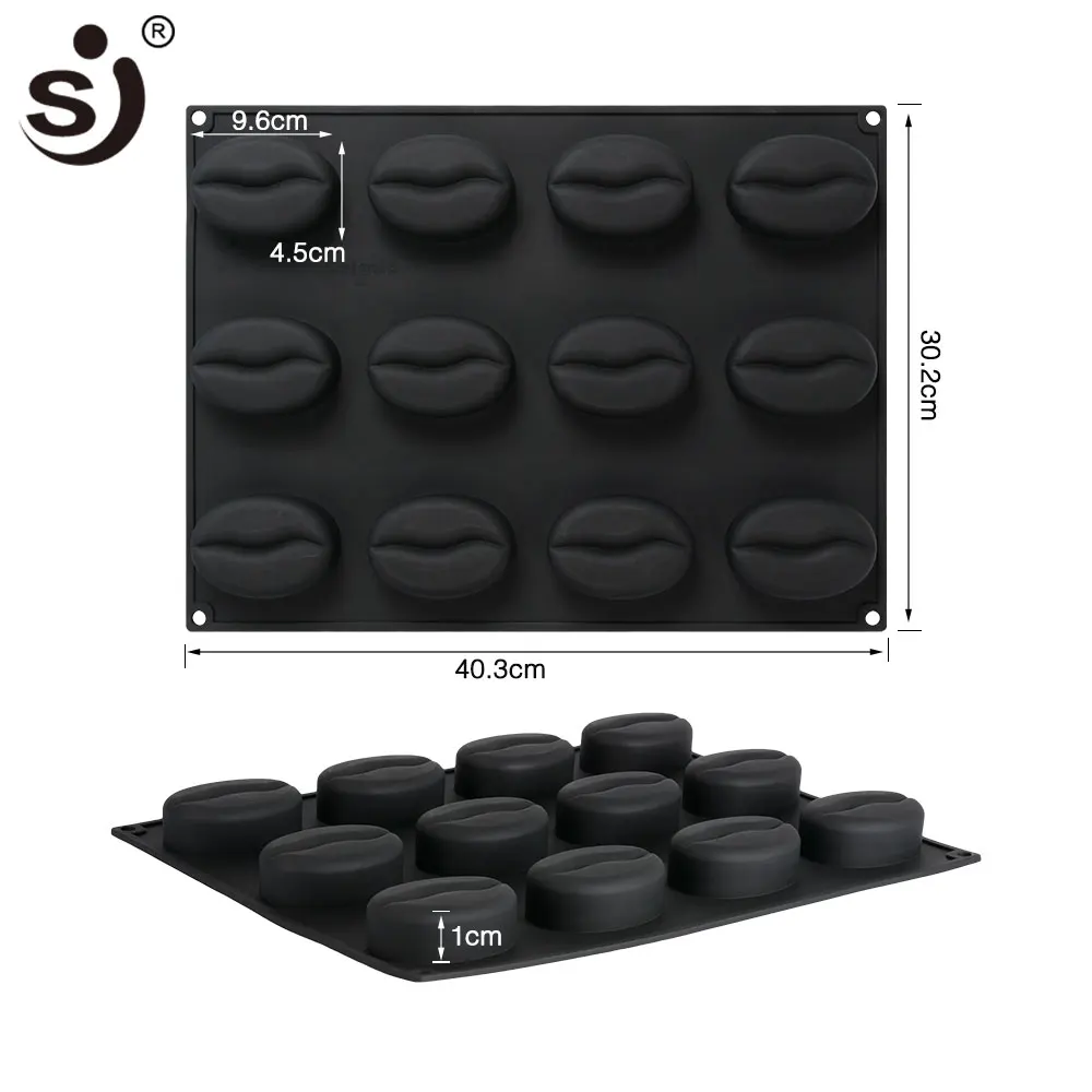 12 полостей 3D в виде кофейных зерен силиконовая форма для мыла ручной работы DIY |