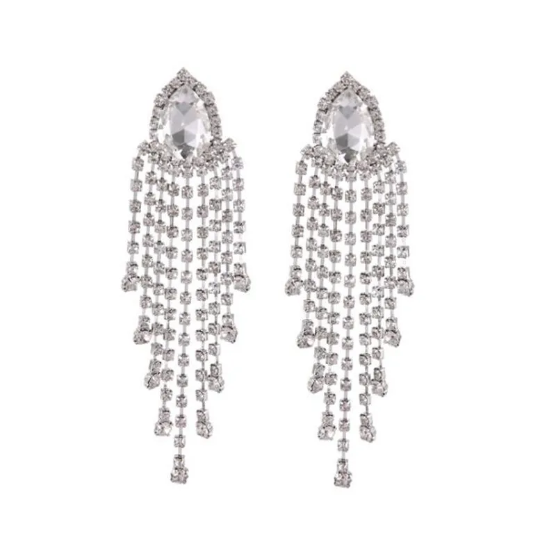 Женские серьги-подвески с кристаллами FYUAN длинные висячие серьги-кисточки в