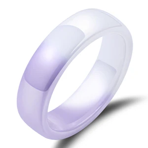 6mm Purple White 6 мм гладкое красное керамическое кольцо для женщин простой стиль керамическое свадебное кольцо вечерние женские цветок ювелирный подарок на палец Прямая поставка - Цвет основного камня: 6mm Purple White