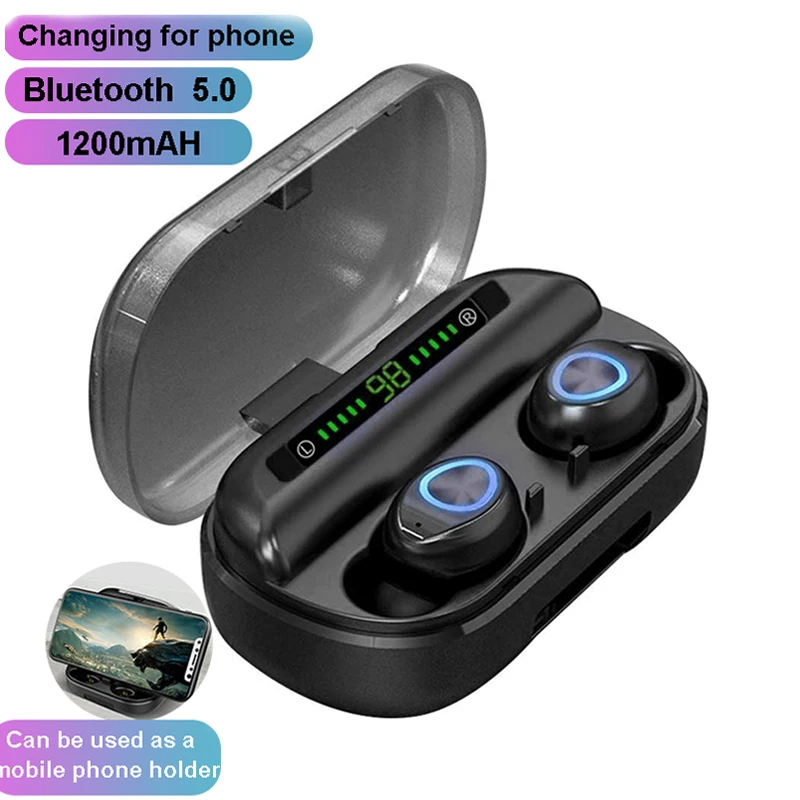 Bluetooth наушники сенсорные стерео беспроводные водонепроницаемые V10 светодиодный