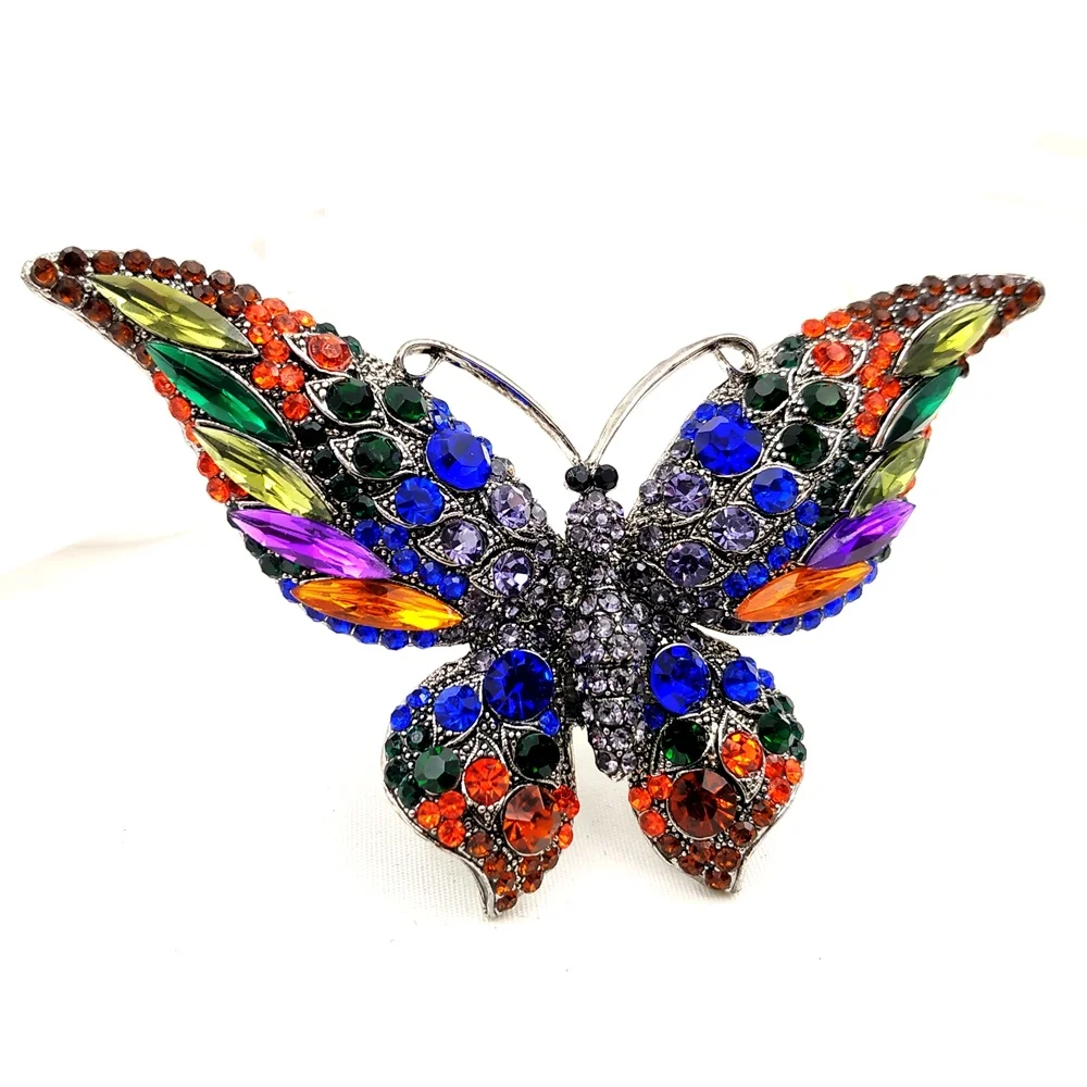 

Nature Inspiration Vintage Purple Blue 3.8"x2.6" Large Butterfly Broaches &Pins for Women Heavy Coat Sweater Cape Cloak Jewelry
