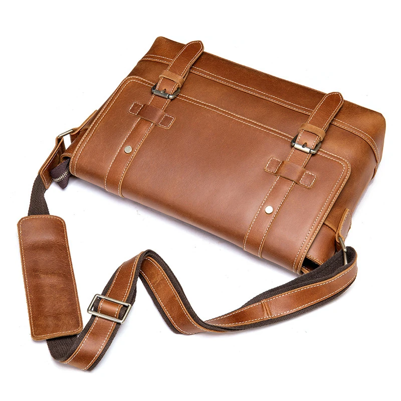 Cowhide Leather Men‘s Briefcase Men Laptop Male Messenger Bag Men's Shoulder Bags Briefcases For Documents Bag For 13