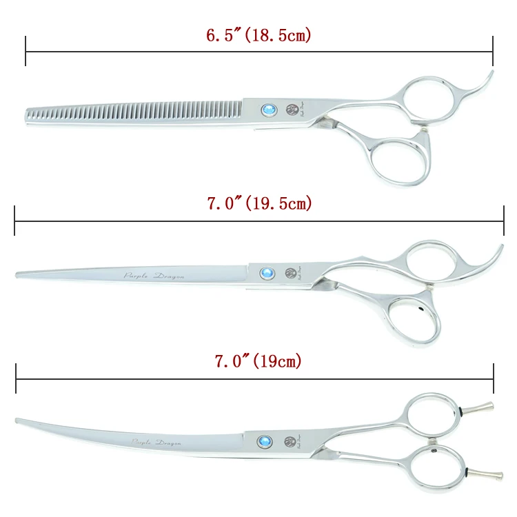 

Purple Dragon 7 inch High Quality Pet Grooming Scissors Set Dogs Cutting Thinning Curved Shears Puppy Cat Clippers B0013B