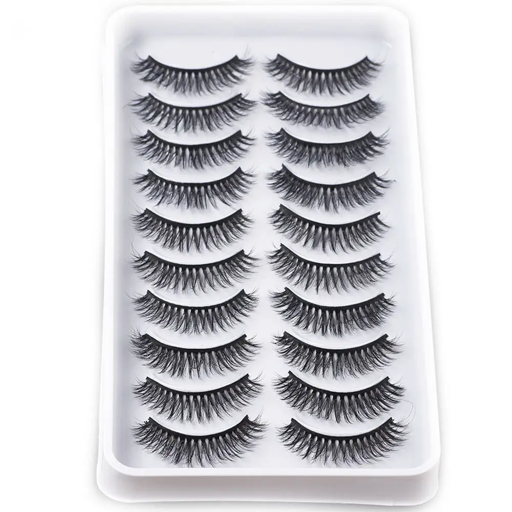 

10Pairs Faux Mink Eye Lashes Extension Messy Natural Long 25mm Handmade Dramatic Fluffy Wispies Cruelty-free False Eyelashes