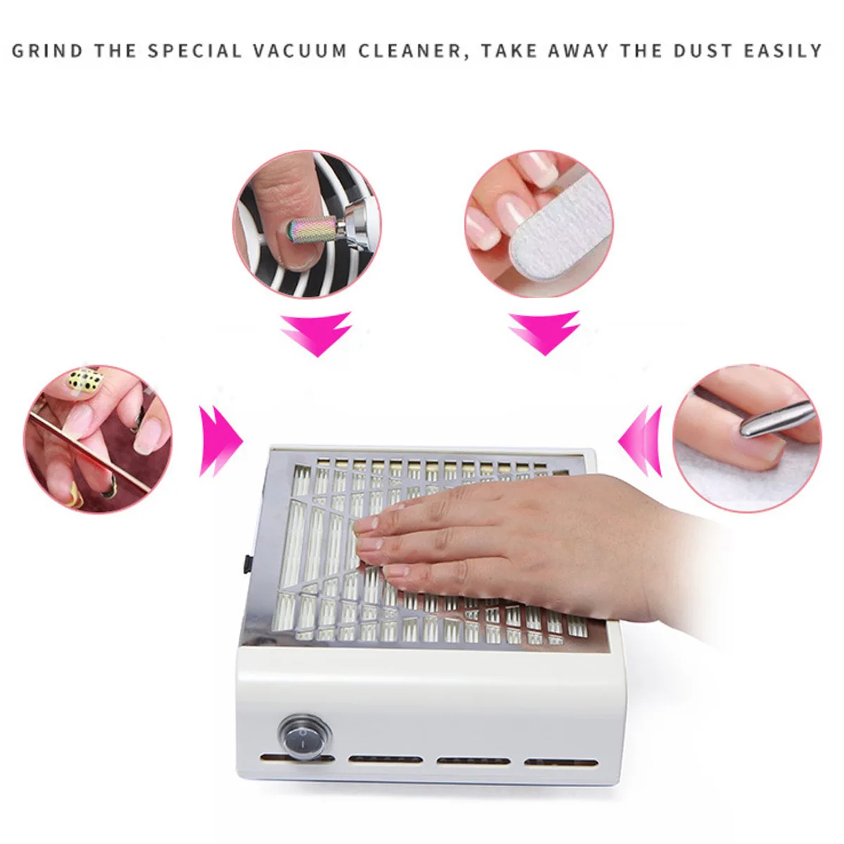 

40W Strong Power Nail Dust Collector Nail Fan Art Salon Equipment Suction Dust Collector Machine Vacuum Cleaner Manicure Tools