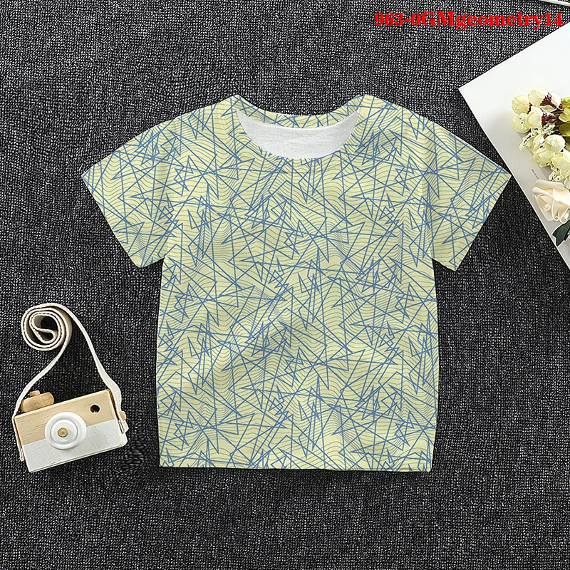 

3d Print T Shirt Geometry Children Clothing Funny Tops Fashion Kawaii Tee Boys Girls Clothes Geometry Tshirt Boys Graphic Tee