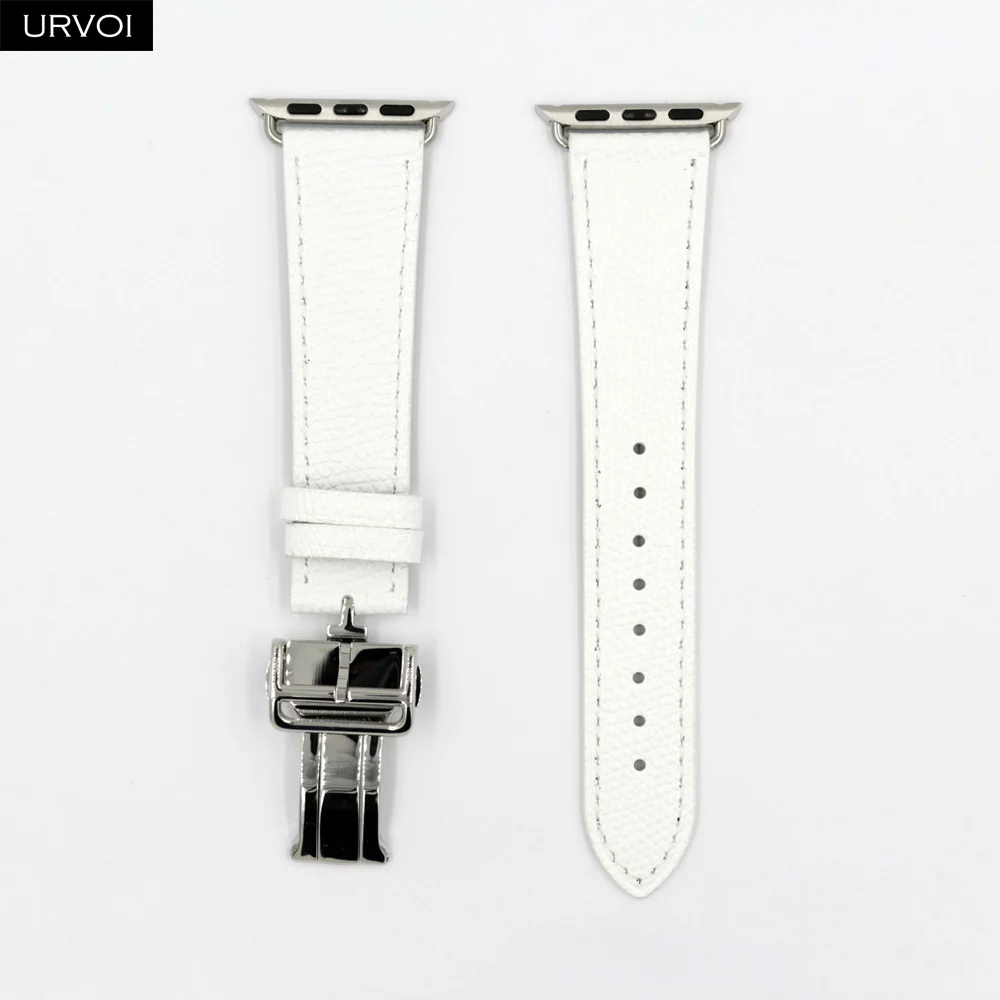 White URVOI раскладной ремешок с пряжкой для Apple Watch 5 4 3 2 1 ремешок для iwatch Ремень Один Тур Дизайн Свифт кожа 38/40 42/44 мм - Цвет ремешка: White