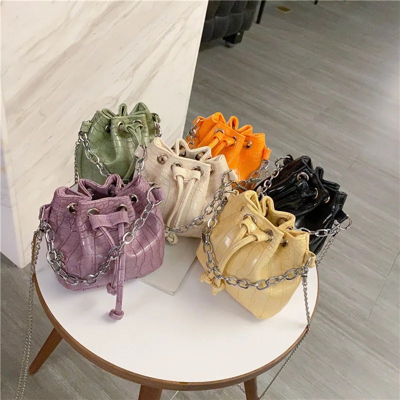 

Women's Bag 2020 New Internet Celebrity Bags Single-Shoulder Leather Bag Women's Makeup Drawstring Storage Bag Crossbody