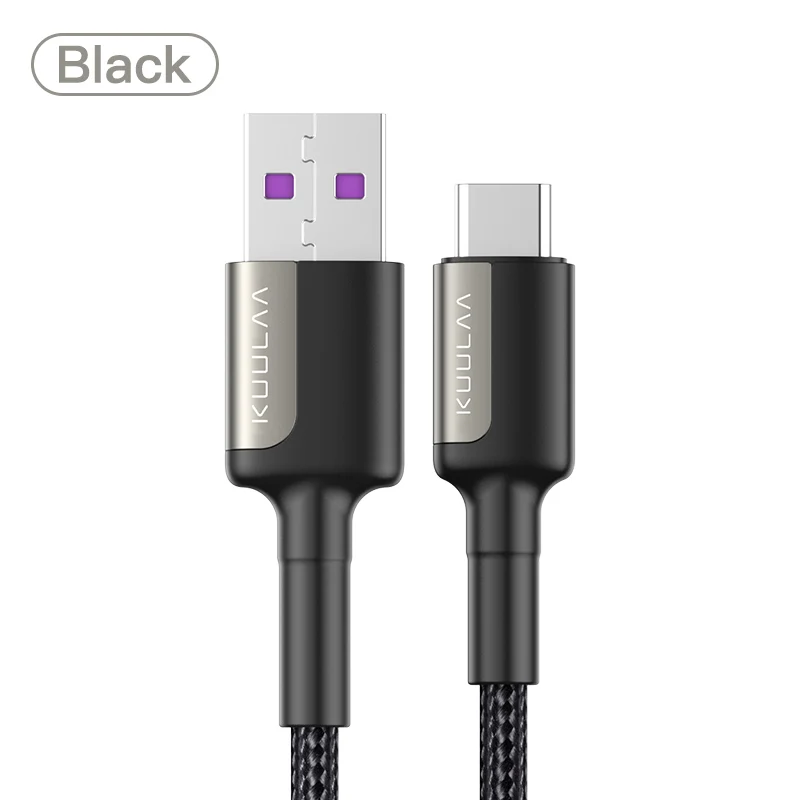 KUULAA 5A usb type-C кабель для huawei mate 20 Pro P20 Lite Supercharge USB C кабель для быстрой зарядки type-C кабель для huawei P30 Pro - Цвет: Black