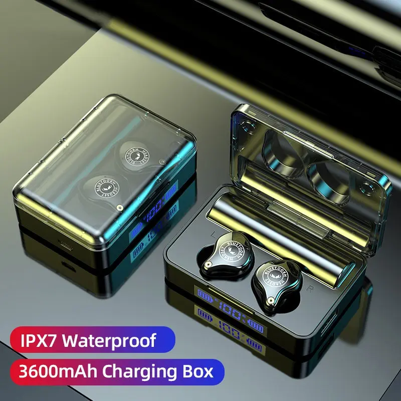 Беспроводные Bluetooth наушники с чехлом для зарядки 3600 мАч водонепроницаемые TWS 5 0