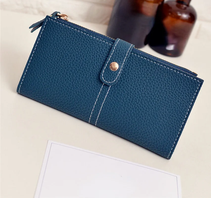 

Women's wallet 2021 new fashion simple long handbag Korean multi card position two fold PU leather zipper wallet bag purses